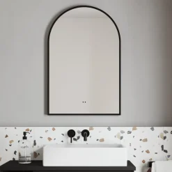 Harper LED Illuminated Arch Framed Mirror with Demister Pad & Colour Change Lights - 500 x 750mm