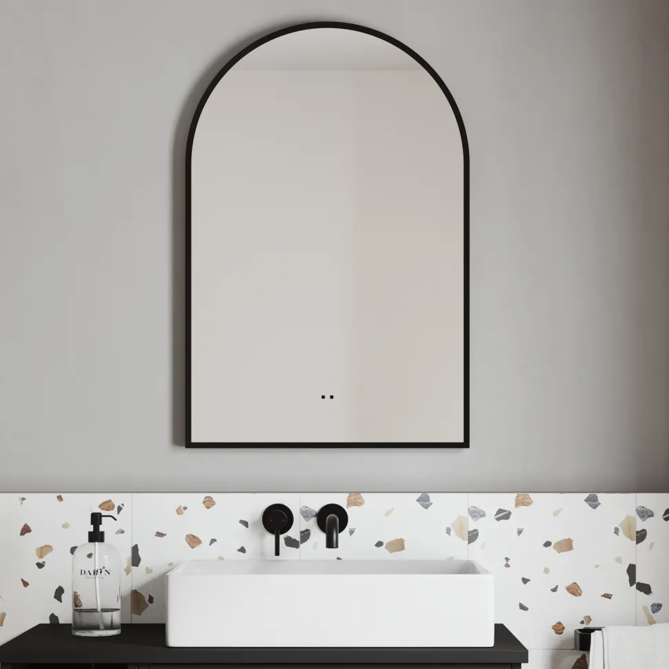 Harper LED Illuminated Arch Framed Mirror with Demister Pad & Colour Change Lights - 500 x 750mm