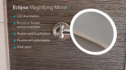 hib. Eclipse Round LED Illuminated Magnifying Mirror - 200 x 200mm