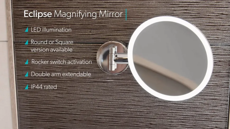 hib. Eclipse Round LED Illuminated Magnifying Mirror - 200 x 200mm