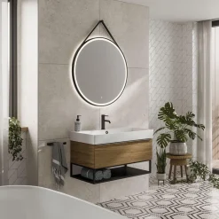hib. Solstice Illuminated LED Matt Black Round Mirror with Demister Pad - - 600mm & 800mm