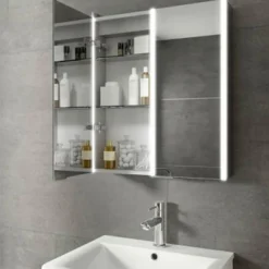 hib. Xenon 60 LED Illuminated Mirror Cabinet With Mirrored Sides