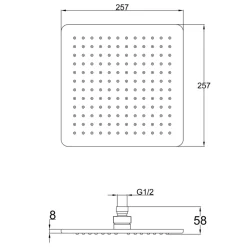 HIX Fixed 250mm Square Shower Head
