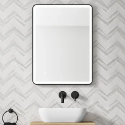 HIX LED Illuminated Framed Mirror with Demister Pad & Colour Change Lights - 600 x 800mm