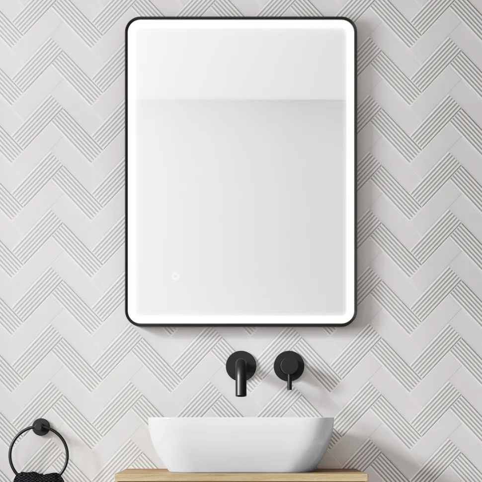 HIX LED Illuminated Framed Mirror with Demister Pad & Colour Change Lights - 600 x 800mm