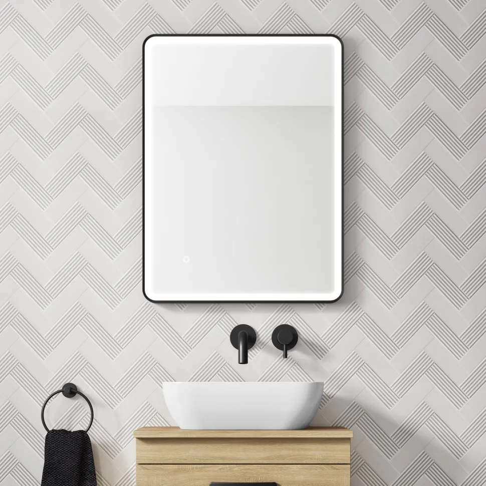 HIX LED Illuminated Framed Mirror with Demister Pad & Colour Change Lights - 600 x 800mm