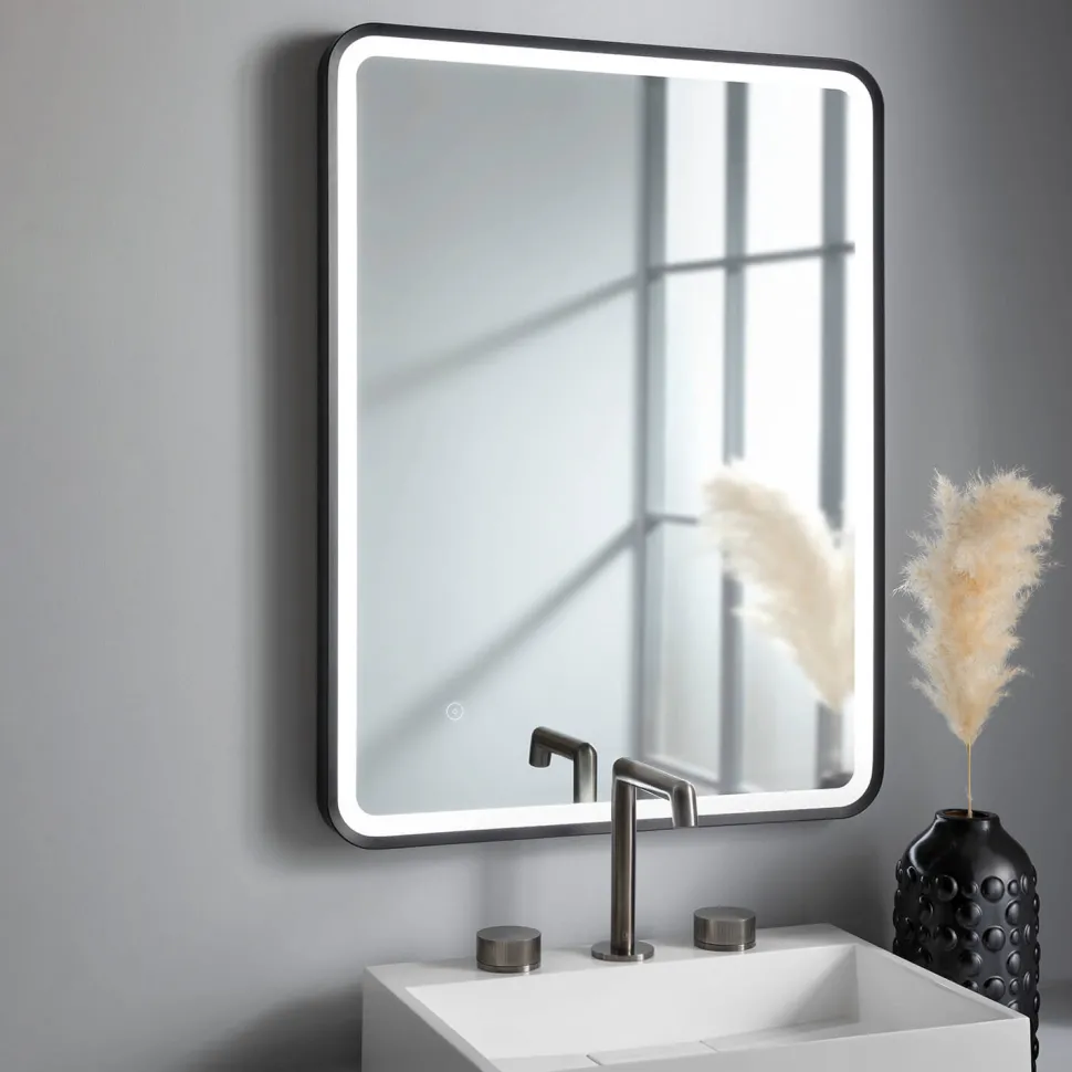 HIX LED Illuminated Framed Mirror with Demister Pad & Colour Change Lights - 600 x 800mm