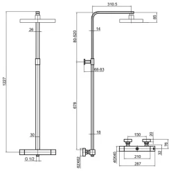 HIX 2 Outlet Exposed Thermostatic Bar Shower Valve with Slide Rail & Multi-functional Handset
