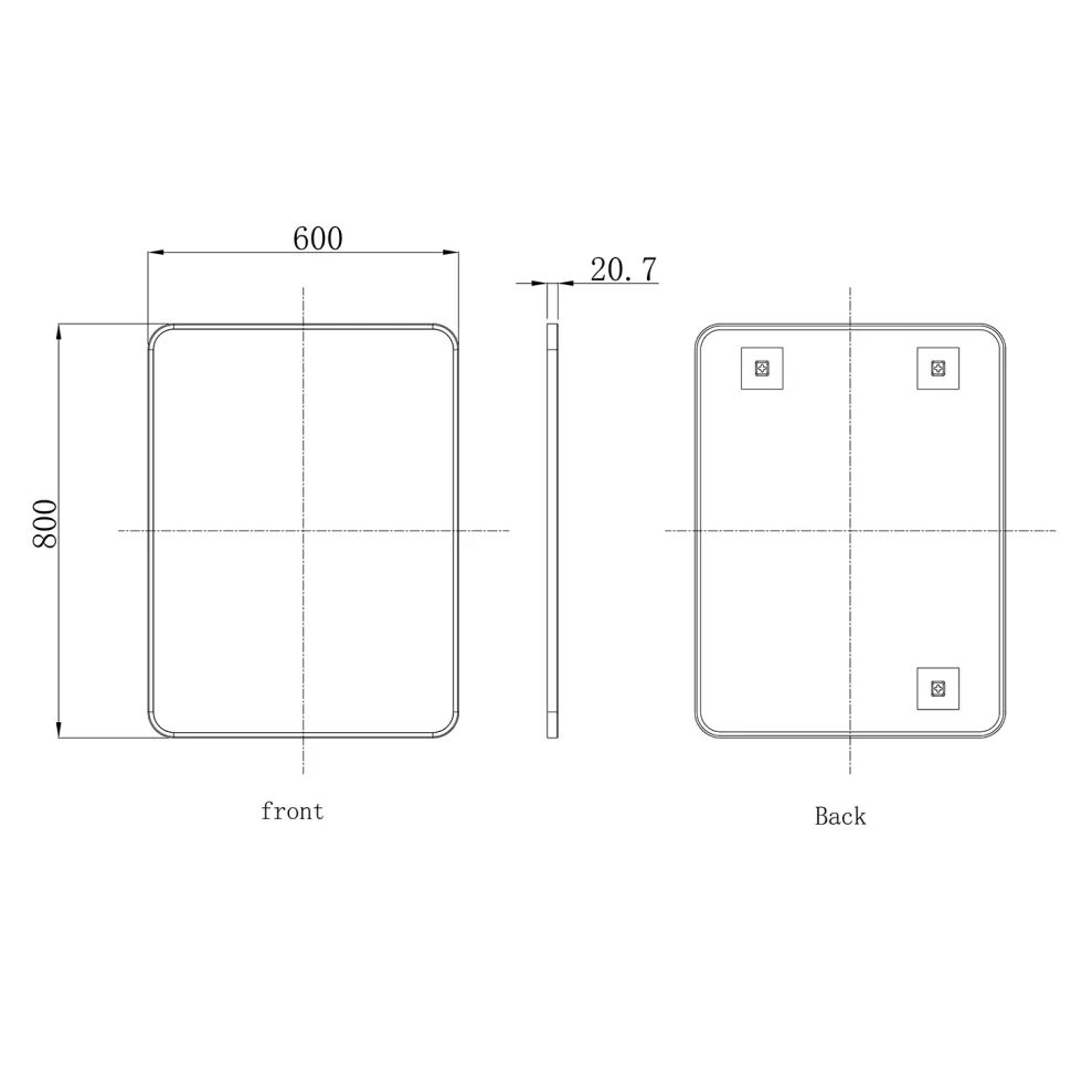 HIX Rectangular Framed Bathroom Mirror - 600 x 800mm