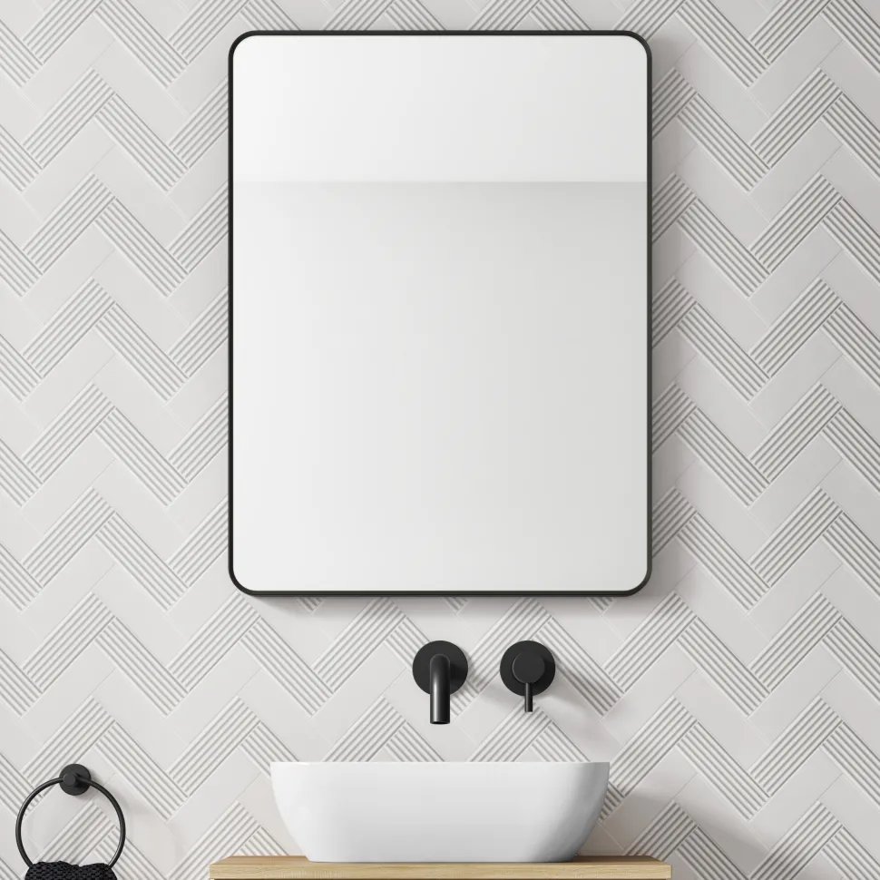 HIX Rectangular Framed Bathroom Mirror - 600 x 800mm