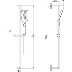 HIX Slide Rail Kit with Multi-Function Shower Handset & Hose