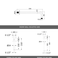 Holly Concealed Shower Valve, Fixed Shower Head & Handset
