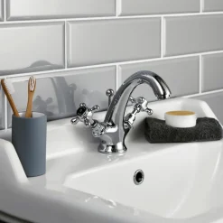Hudson Reed Black Topaz Crosshead Mono Basin Mixer with Pop-Up Waste