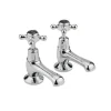 Hudson Reed Black Topaz Crosshead Basin Taps With Dome Collars - Chrome/Black
