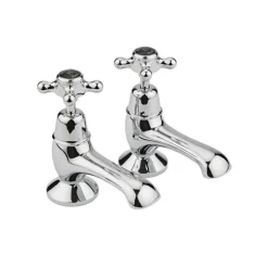 Hudson Reed Black Topaz Crosshead Bath Taps With Dome Collars - Chrome/Black