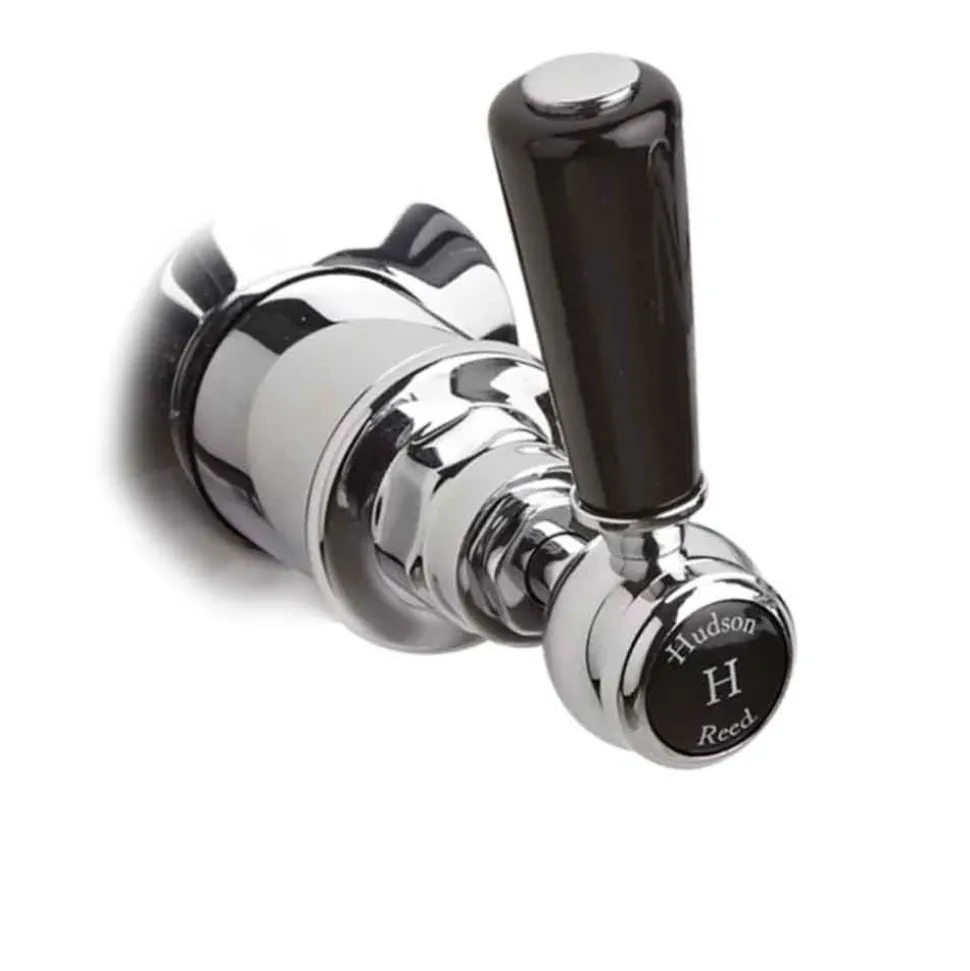 Hudson Reed Black Topaz Lever Deck Mounted Bath Shower Mixer with Handset Kit & Hexagonal Collars