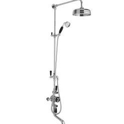 Hudson Reed Black Topaz Triple Exposed Thermostatic Shower Valve With Rigid Riser Kit & Spout - Chrome/Black