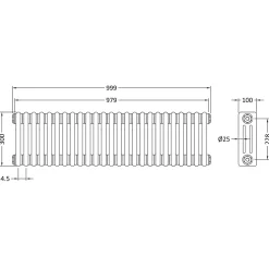 Hudson Reed Colosseum White Triple Column Traditional Radiator