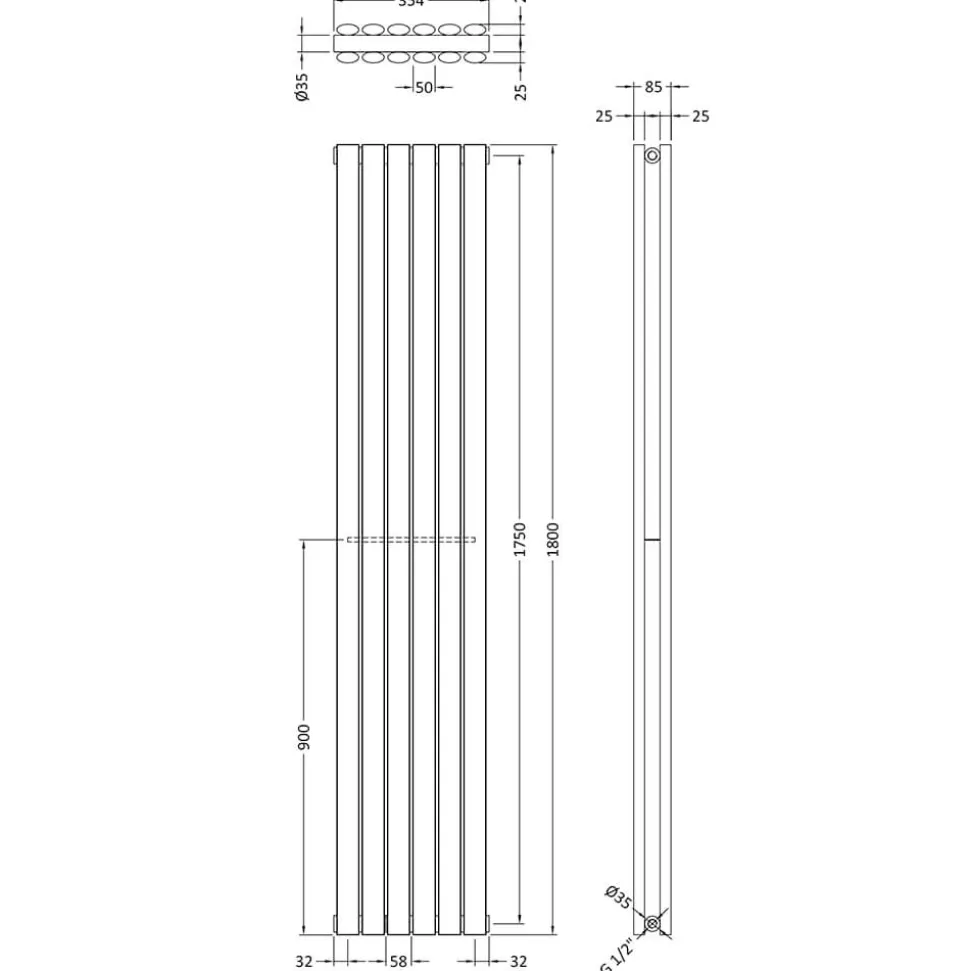 Hudson Reed Revive Vertical Double Panel Radiator - 1800 x 354mm