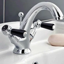 Hudson Reed Topaz Black Lever Mono Basin Mixer with Pop-Up Waste