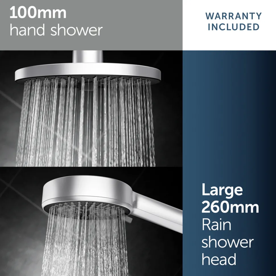 Ideal Standard Ceratherm Alu+ Exposed Thermostatic Shower Kit with Multi-Function Shower Head, Handset & 2 Shelves