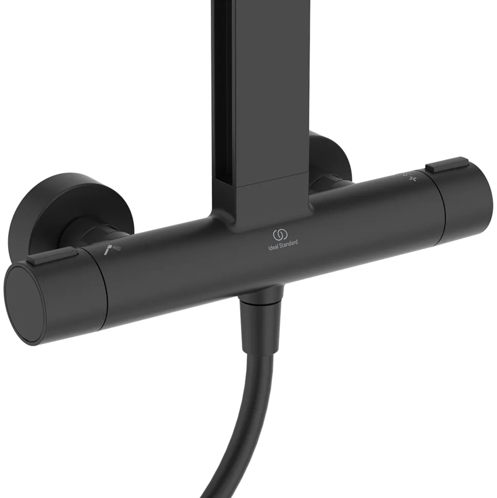 Ideal Standard Ceratherm Alu+ Exposed Thermostatic Shower Kit with Multi-Function Shower Head, Handset & 2 Shelves