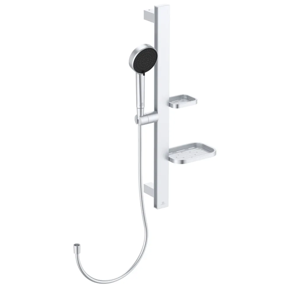 Ideal Standard Idealrain Alu+ Shower Rail Kit with Multi-Function Shower Handset & 2 Shelves