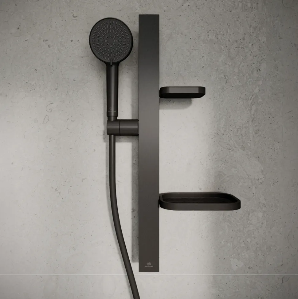 Ideal Standard Idealrain Alu+ Shower Rail Kit with Multi-Function Shower Handset & 2 Shelves