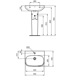 Ideal Standard i.life A Basin & Pedestal