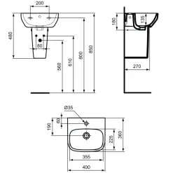 Ideal Standard i.life A Cloakroom Basin & Pedestal