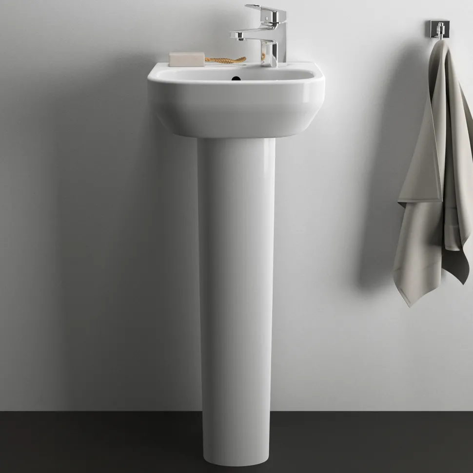 Ideal Standard i.life A 350mm Cloakroom Basin & Pedestal - Left or Right Hand Tap Hole