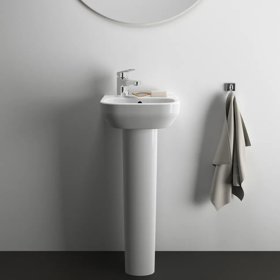 Ideal Standard i.life A 350mm Cloakroom Basin & Pedestal - Left or Right Hand Tap Hole