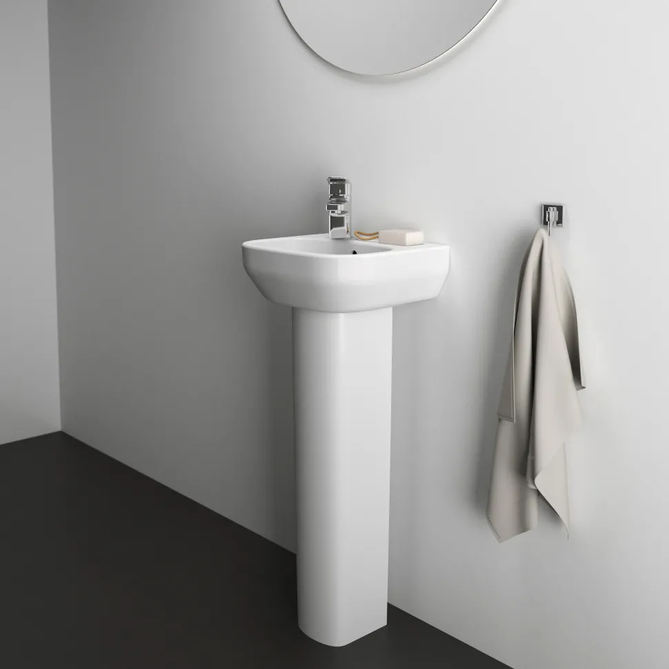 Ideal Standard i.life A 350mm Cloakroom Basin & Pedestal - Left or Right Hand Tap Hole