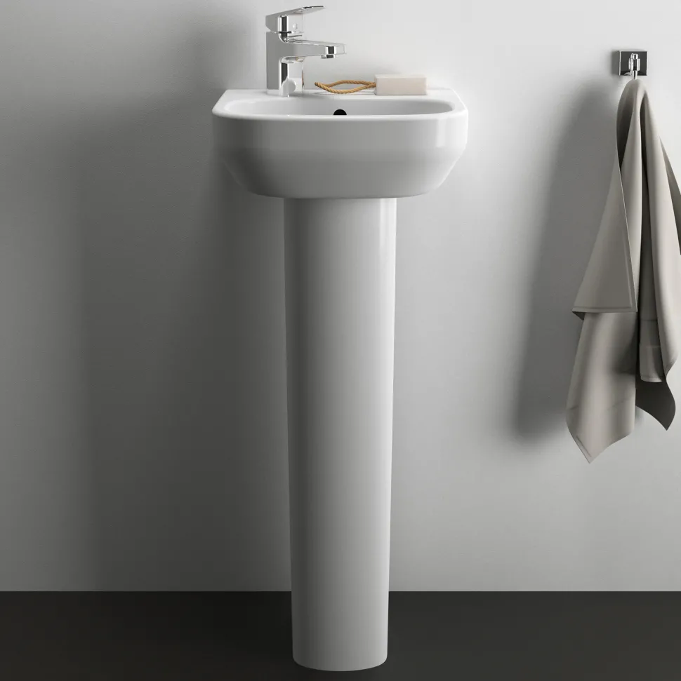 Ideal Standard i.life A 350mm Cloakroom Basin & Pedestal - Left or Right Hand Tap Hole