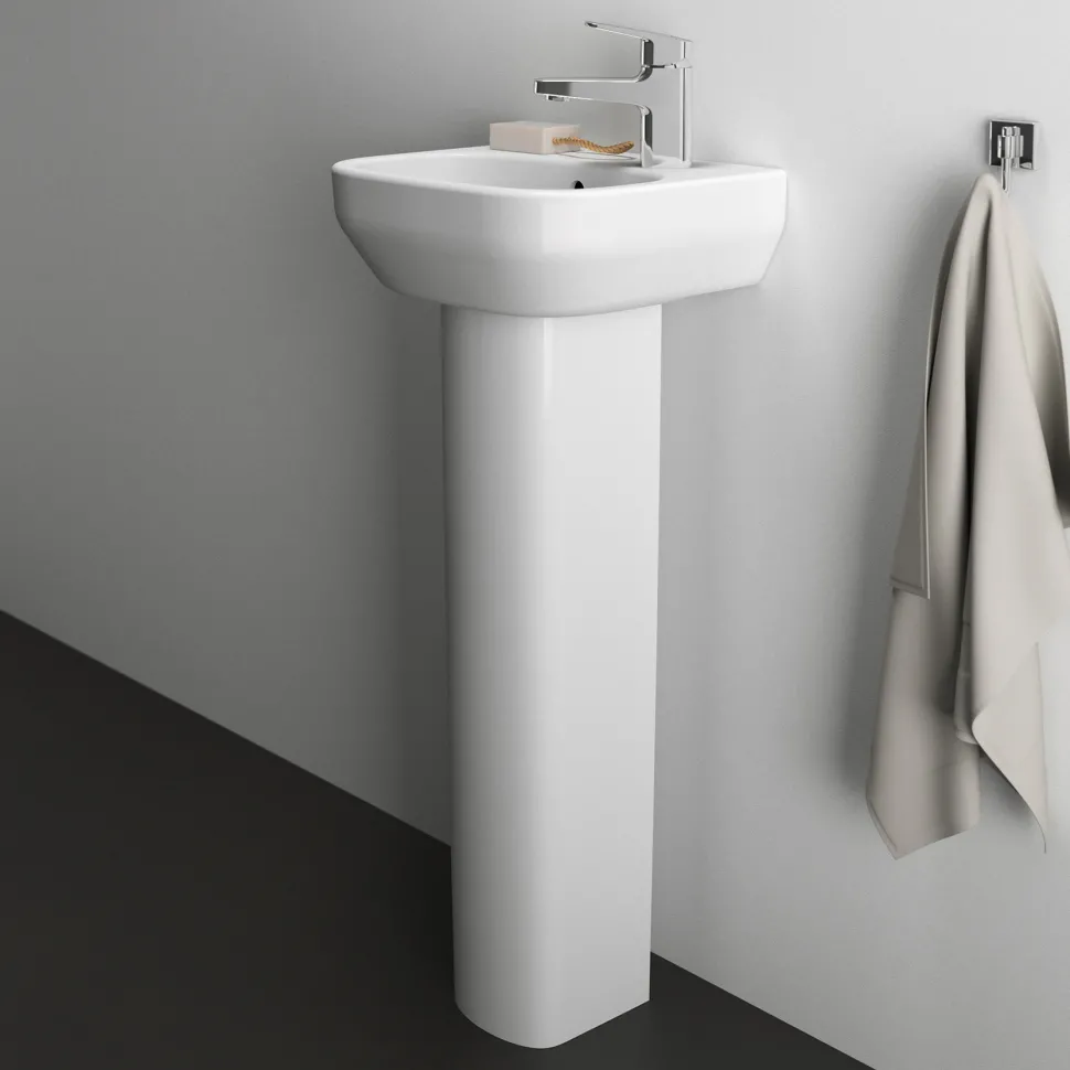 Ideal Standard i.life A 350mm Cloakroom Basin & Pedestal - Left or Right Hand Tap Hole