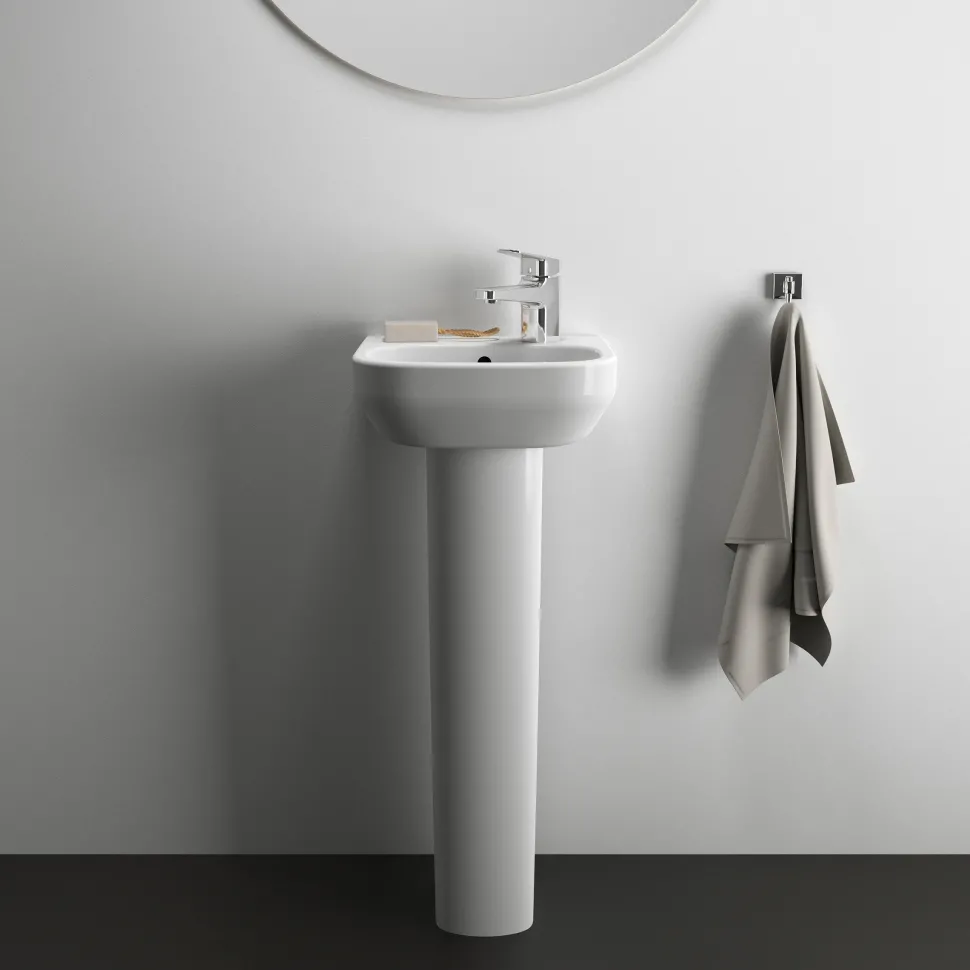 Ideal Standard i.life A 350mm Cloakroom Basin & Pedestal - Left or Right Hand Tap Hole