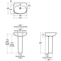 Ideal Standard Tesi Basin & Pedestal
