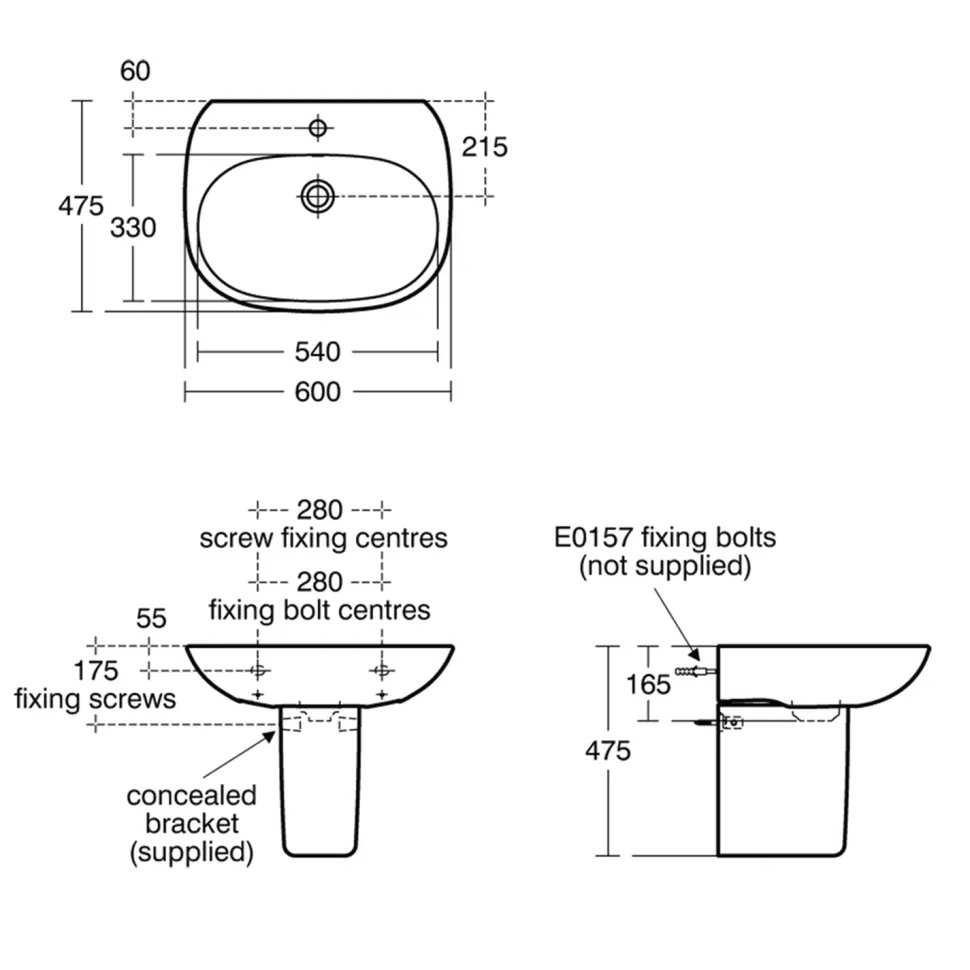 Ideal Standard Tesi Basin & Pedestal