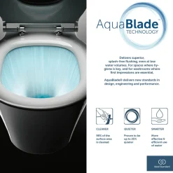 Ideal Standard Tesi Close Coupled Fully Back to Wall Toilet with Aquablade® Flush Technology & Soft Close Seat