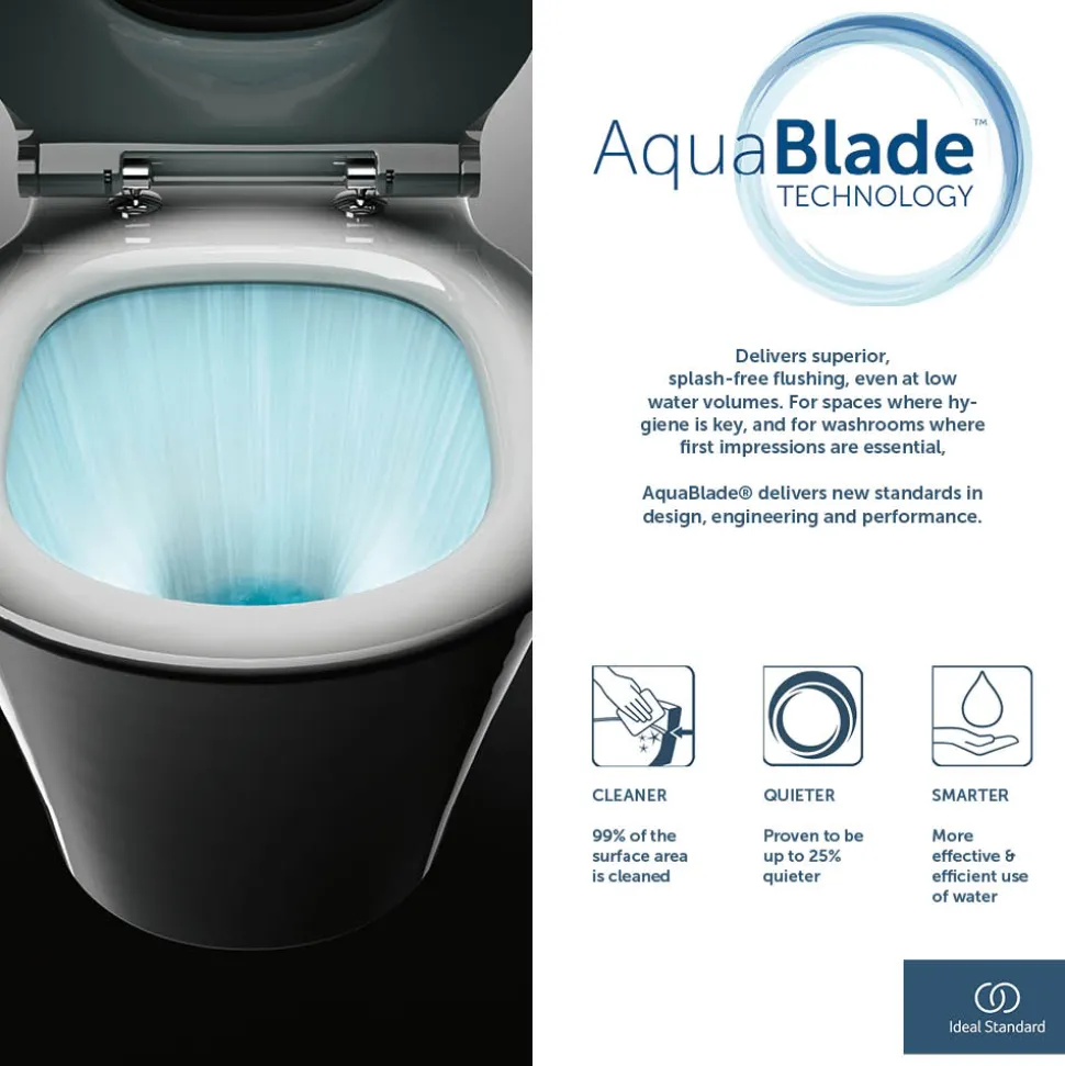 Ideal Standard Tesi Wall Hung Toilet with Aquablade® Flush Technology & Soft Close Seat