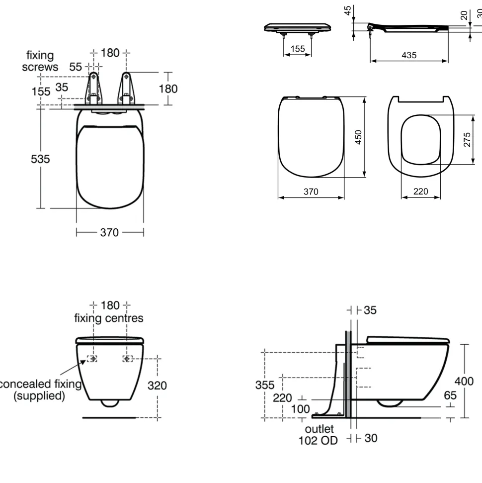 Ideal Standard Tesi Wall Hung Toilet with Aquablade® Flush Technology & Soft Close Seat