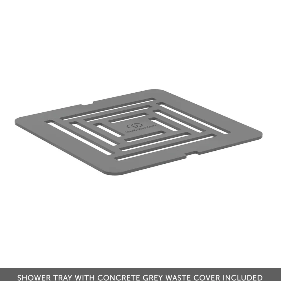 Ideal Standard Ultra Flat S+ Concrete Grey Rectangular Anti-Slip Stone Resin Shower Tray - 7 Sizes