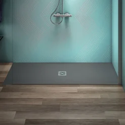 Ideal Standard Ultra Flat S+ Concrete Grey Rectangular Anti-Slip Stone Resin Shower Tray - 7 Sizes