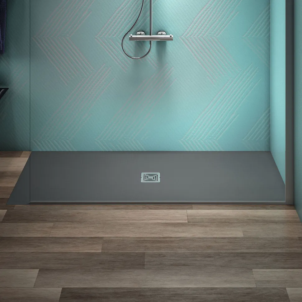 Ideal Standard Ultra Flat S+ Concrete Grey Rectangular Anti-Slip Stone Resin Shower Tray - 7 Sizes