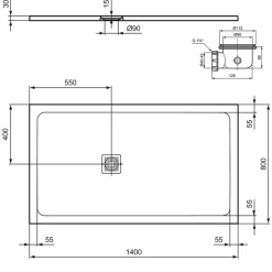 Ideal Standard Ultra Flat S+ Concrete Grey Rectangular Anti-Slip Stone Resin Shower Tray - 7 Sizes