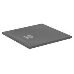 Ideal Standard Ultra Flat S+ Concrete Grey Square Anti-Slip Stone Resin Shower Tray - 2 Sizes