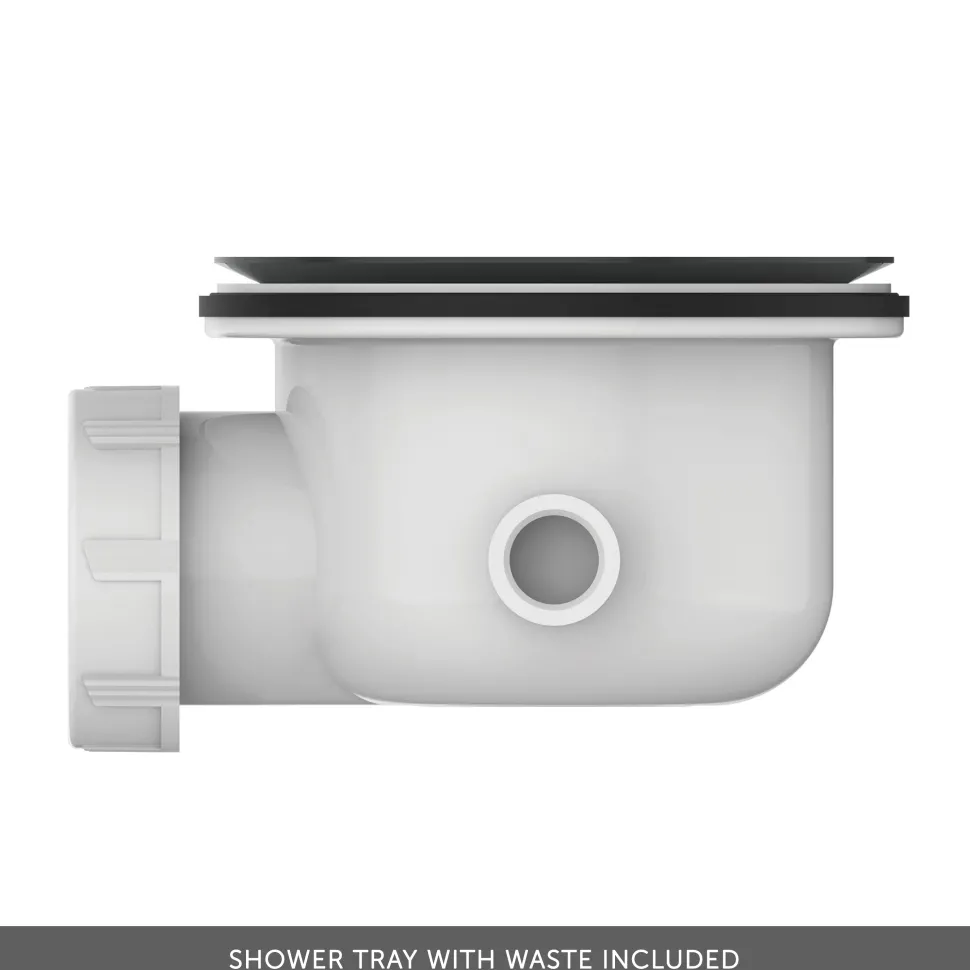 Ideal Standard Ultra Flat S+ Concrete Grey Square Anti-Slip Stone Resin Shower Tray - 2 Sizes