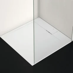Ideal Standard Ultra Flat S i.life Pure White Square Anti-Slip Stone Resin Shower Tray - 2 Sizes