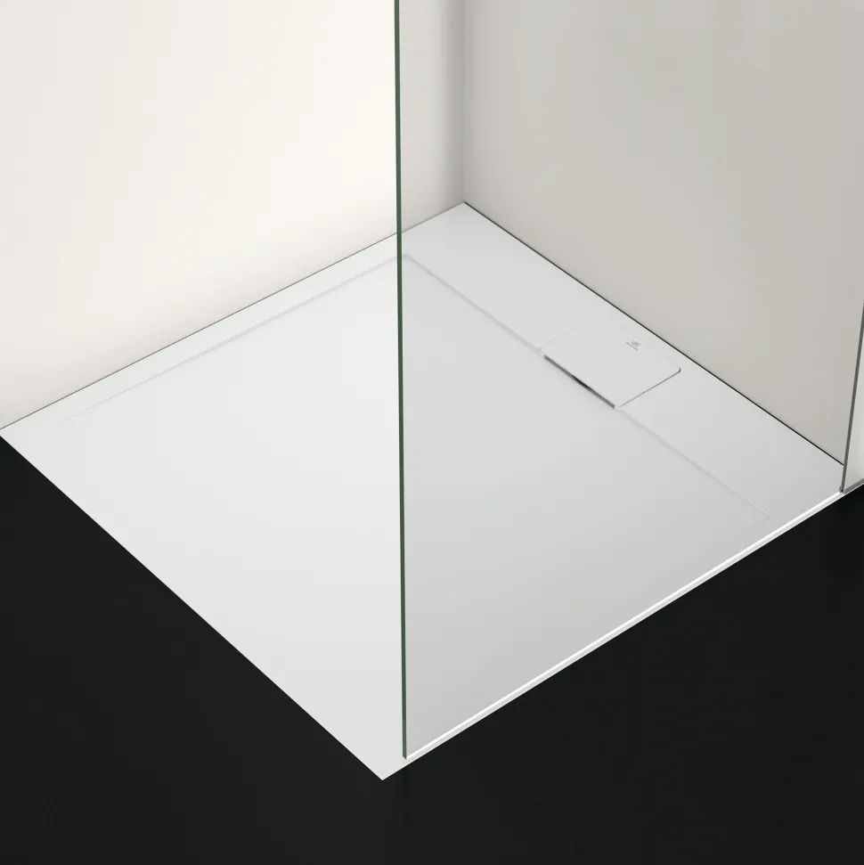 Ideal Standard Ultra Flat S i.life Pure White Square Anti-Slip Stone Resin Shower Tray - 2 Sizes