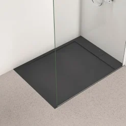 Ideal Standard Ultra Flat S i.life Jet Black Rectangular Anti-Slip Stone Resin Shower Tray - 5 Sizes